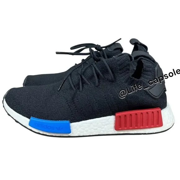 Size 4.5 adidas NMD R1 Primeknit OG Uncaged Black Red White GZ0066 / 6 Women's