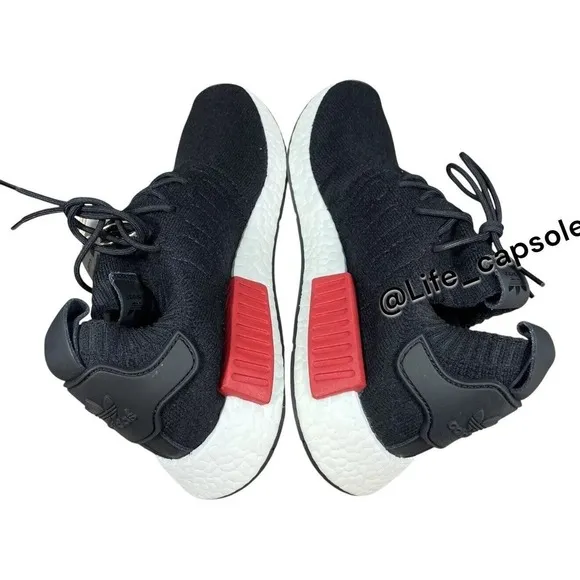 Size 4.5 adidas NMD R1 Primeknit OG Uncaged Black Red White GZ0066 / 6 Women's
