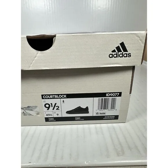 Size 9.5 Men’s Adidas Courtblock Black Gum Bottom Shoes Sneakers ID9077 NEW