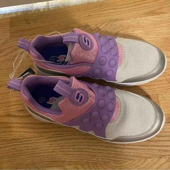 Skechers Denise Poppit Popper Sneakers Sz 4 Purple NEW Silver Shoes Kids Pop It