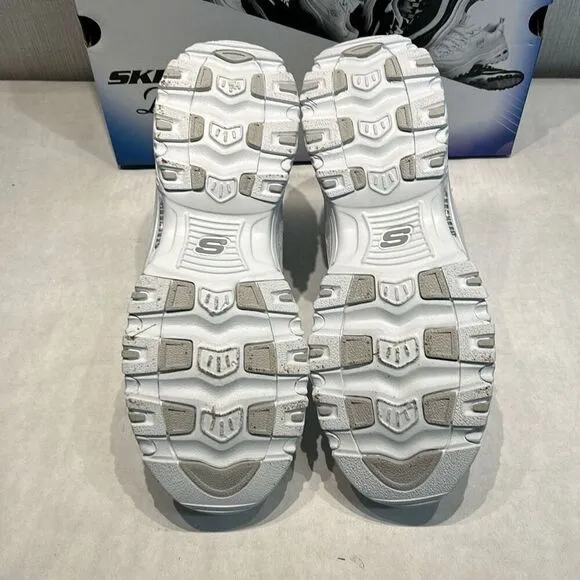 Skechers D’Lites Fresh Start Sneakers Tennis Shoes Sz 9 White Silver
