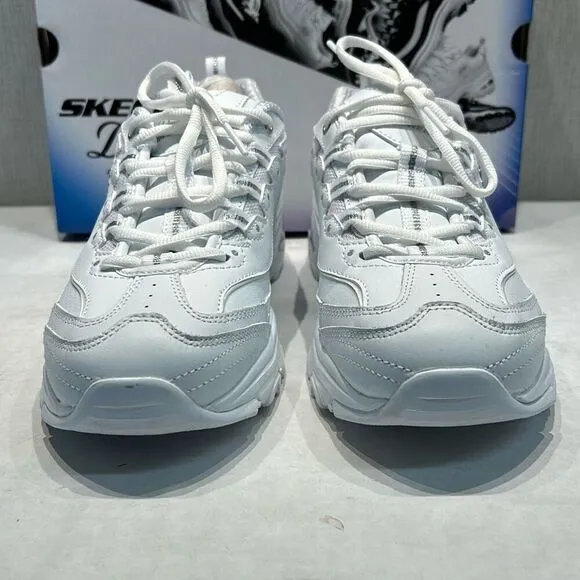 Skechers D’Lites Fresh Start Sneakers Tennis Shoes Sz 9 White Silver