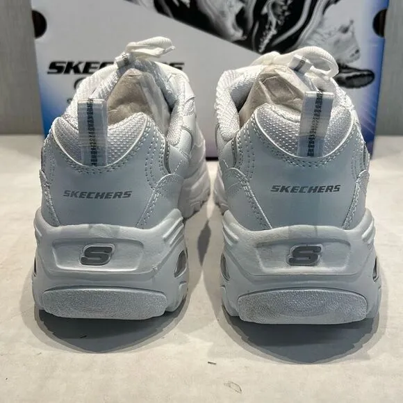 Skechers D’Lites Fresh Start Sneakers Tennis Shoes Sz 9 White Silver