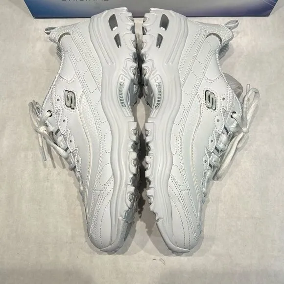 Skechers D’Lites Fresh Start Sneakers Tennis Shoes Sz 9 White Silver