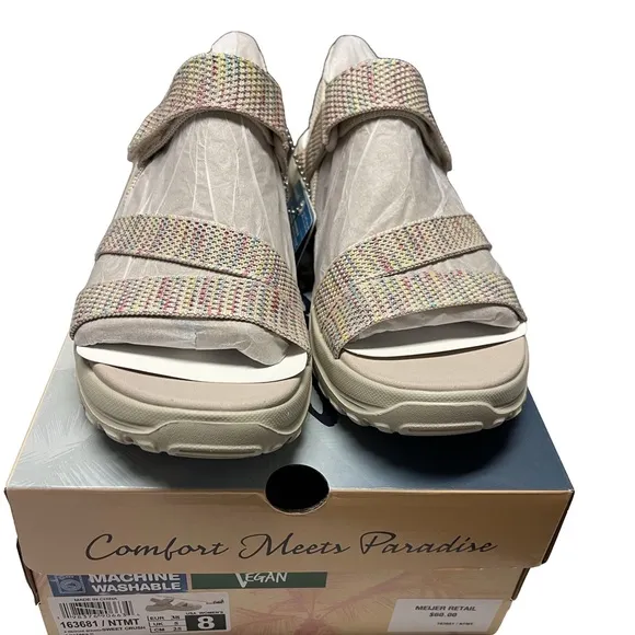 Skechers Reggae Bound-Sweet Crush Nat/Multi (163481) Casual Sandals Sz 8 NIB