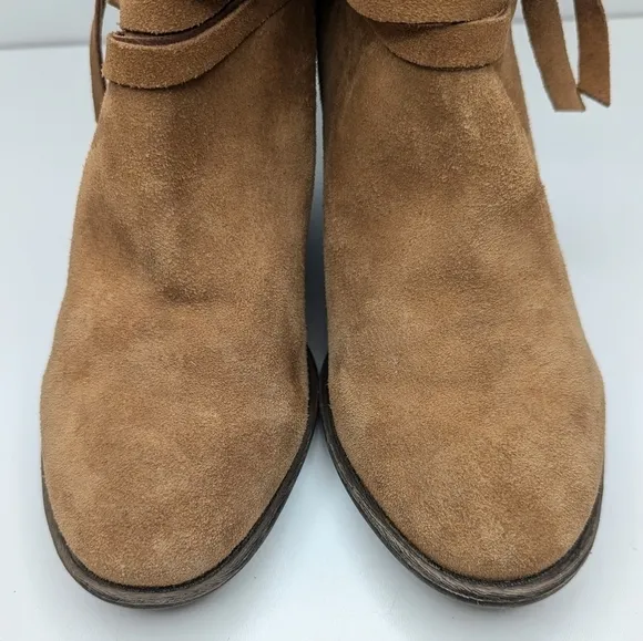 Sole Society Maren tan suede leather ankle boots heeled pull on women's size 11