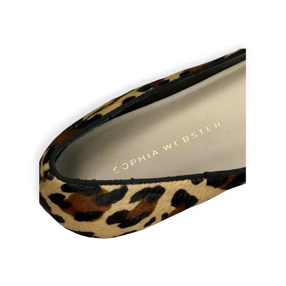 Sophia Webster 🝮 Bibi Butterfly Ballet Flats 🝮 Leopard Print Pony Hair 🝮 36.5