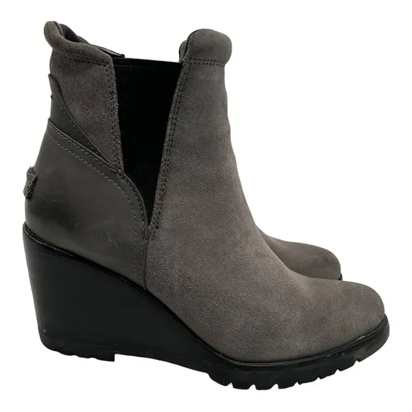 Sorel After Hours Gray Suede Wedge Heel Casual Ankle Boots Women’s 6.5