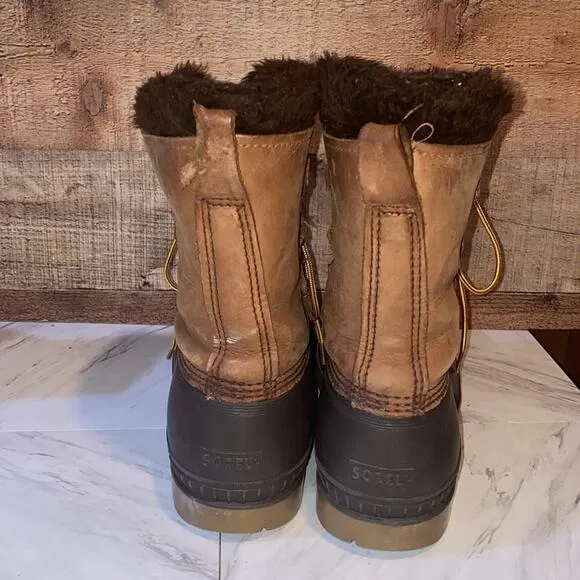 Sorel Badger Men's Leather Wool Winter Snow Boots Size 10