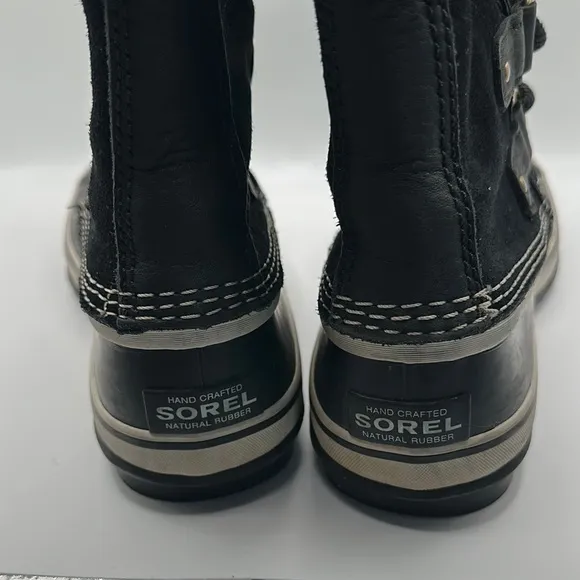 Sorel Black and Tan Winter Boots with Faux Fur Trim