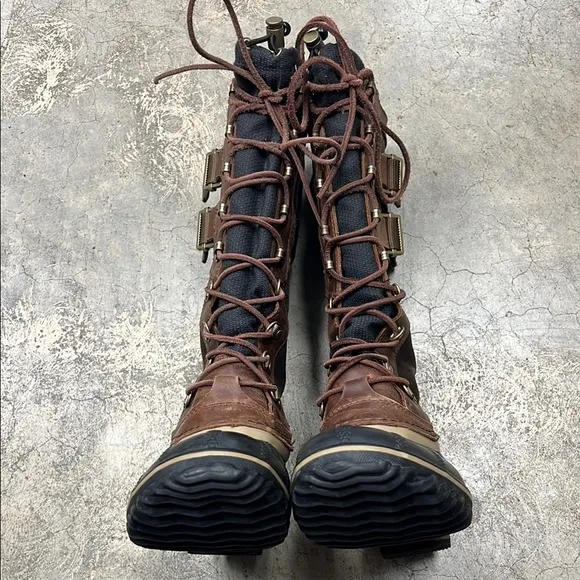 Sorel Brown and Black Winter Boots with Knee-High Design