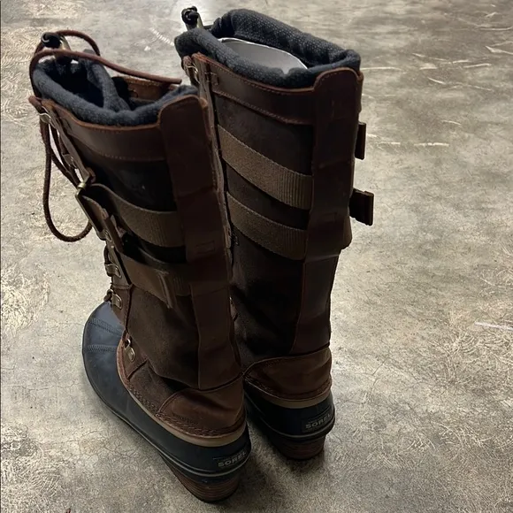 Sorel Brown and Black Winter Boots with Knee-High Design