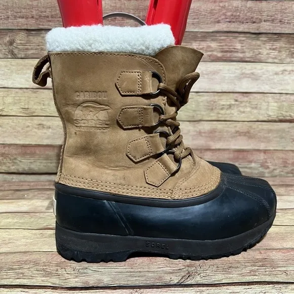 Sorel Brown Leather Caribou Winter Boots