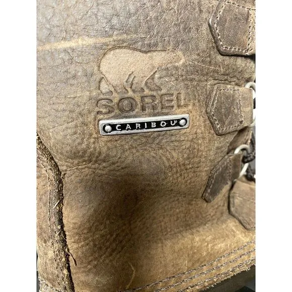 Sorel Caribou Mens Brown And Black Winter Snow Boots Lace up Waterproof Size‎ 7