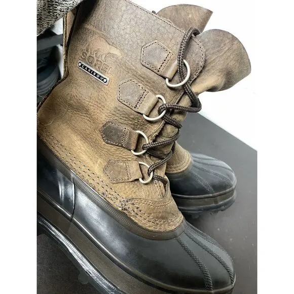 Sorel Caribou Mens Brown And Black Winter Snow Boots Lace up Waterproof Size‎ 7