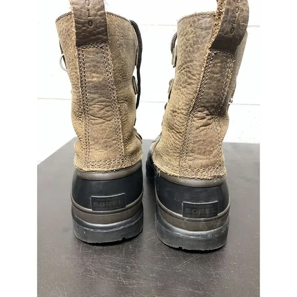 Sorel Caribou Mens Brown And Black Winter Snow Boots Lace up Waterproof Size‎ 7