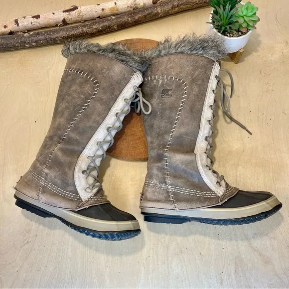 *Sorel | Cate the Great Winter Boots in Taupe/Tan Suede/Leather Size 7