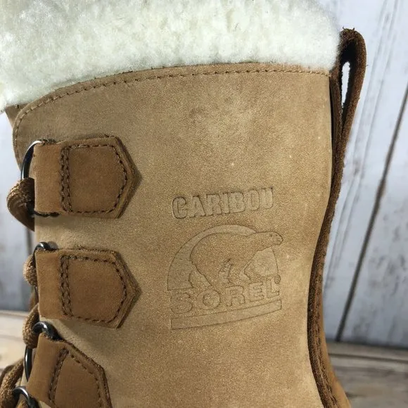 Sorel Cauibou Waterproof Winter Leather Rubber Boots Womens Size 6 Lace Up Brown