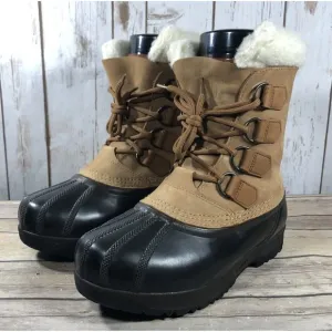 Sorel Cauibou Waterproof Winter Leather Rubber Boots Womens Size 6 Lace Up Brown