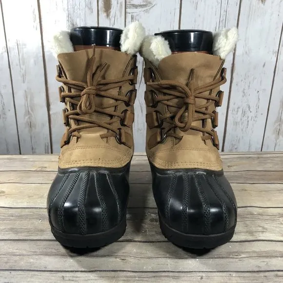Sorel Cauibou Waterproof Winter Leather Rubber Boots Womens Size 6 Lace Up Brown