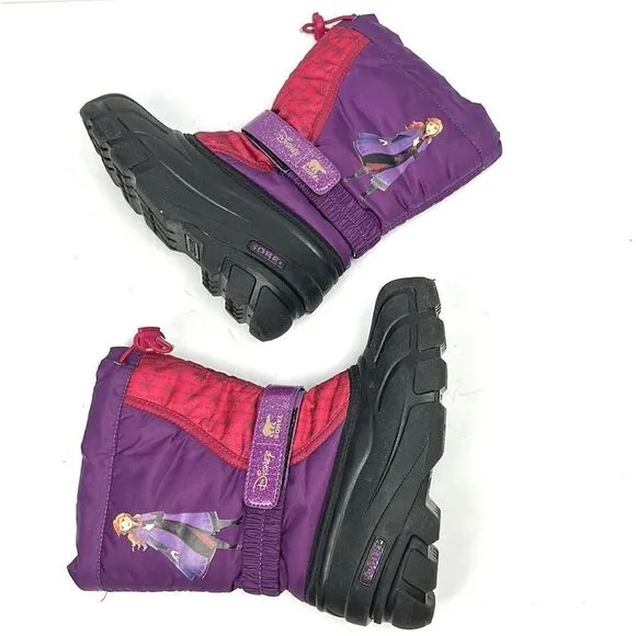 Sorel Disney Anna Frozen 2 Youth Boots Purple Black Girls Youth Size 3 EUC!