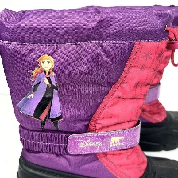 Sorel Disney Anna Frozen 2 Youth Boots Purple Black Girls Youth Size 3 EUC!