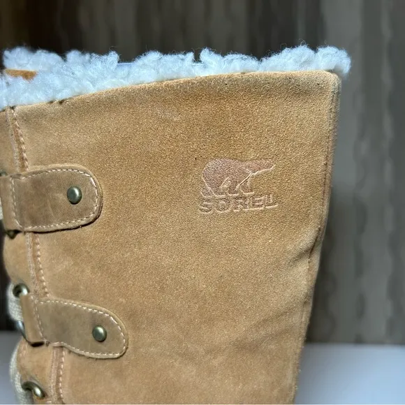 Sorel Emelie Women's 9 Tan Suede Faux Fur Waterproof Tall Winter Boot NL2680-286