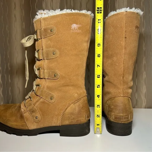 Sorel Emelie Women's 9 Tan Suede Faux Fur Waterproof Tall Winter Boot NL2680-286