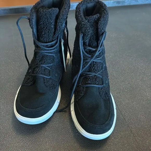 Sorel Explorer Next Joan Faux Shearling Black Boots size 8.5