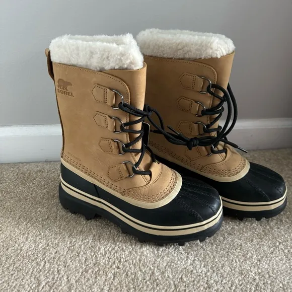 Sorel Fleece Lined Caribou Winter Boots in Buff