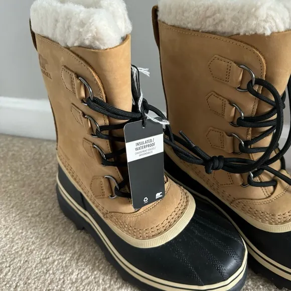 Sorel Fleece Lined Caribou Winter Boots in Buff