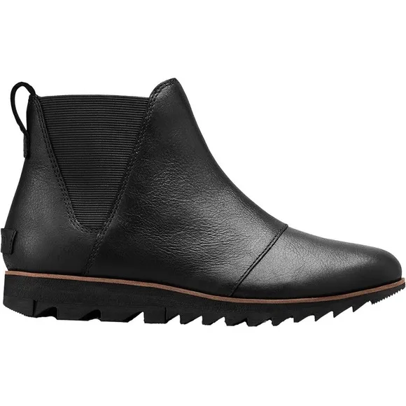 Sorel Harlow Chelsea Ankle Pull On Boots Leather Black Women's Size 7 Gorpcore