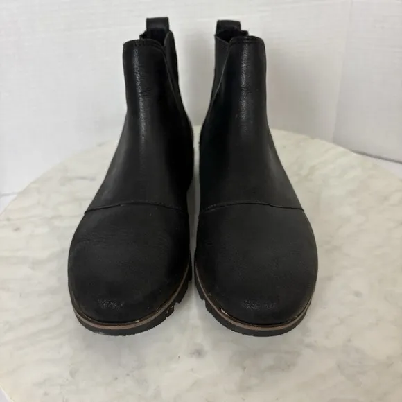 Sorel Harlow Chelsea Ankle Pull On Boots Leather Black Women's Size 7 Gorpcore