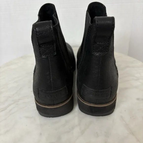 Sorel Harlow Chelsea Ankle Pull On Boots Leather Black Women's Size 7 Gorpcore