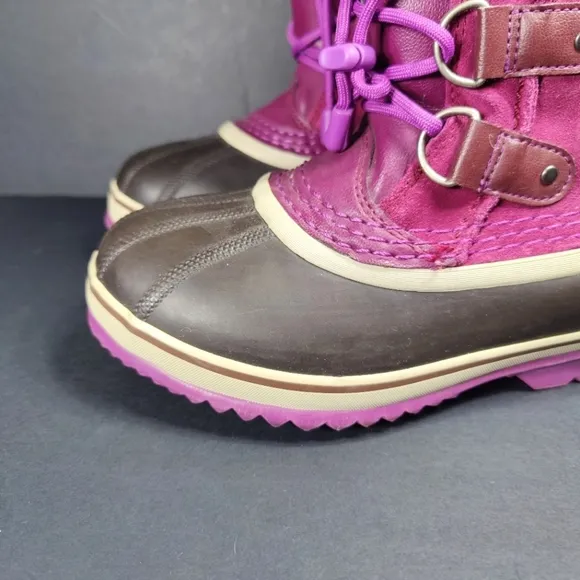 Sorel Joan of Arctic Brown/Purple Leather Waterpoof Women's Winter Boots Size 4