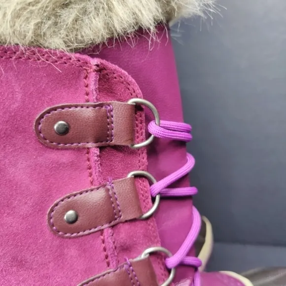 Sorel Joan of Arctic Brown/Purple Leather Waterpoof Women's Winter Boots Size 4