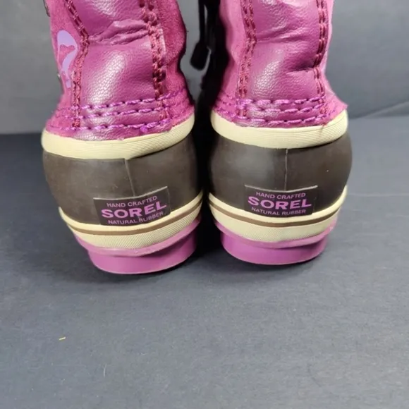 Sorel Joan of Arctic Brown/Purple Leather Waterpoof Women's Winter Boots Size 4