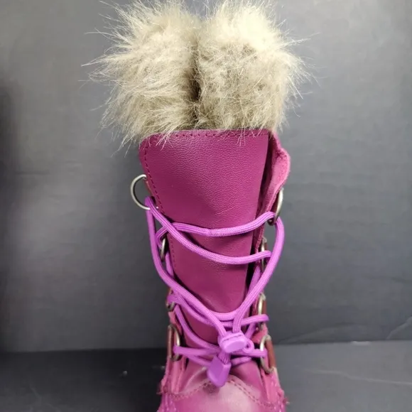 Sorel Joan of Arctic Brown/Purple Leather Waterpoof Women's Winter Boots Size 4