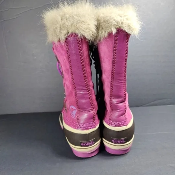 Sorel Joan of Arctic Brown/Purple Leather Waterpoof Women's Winter Boots Size 4