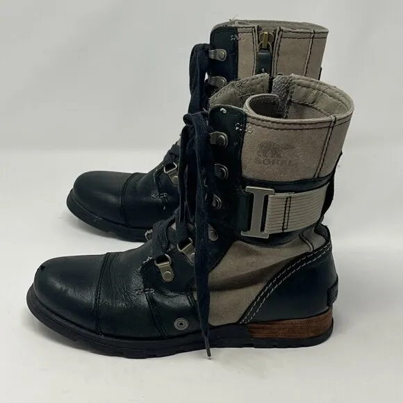 SOREL Major Carly boots black leather taupe 5.5