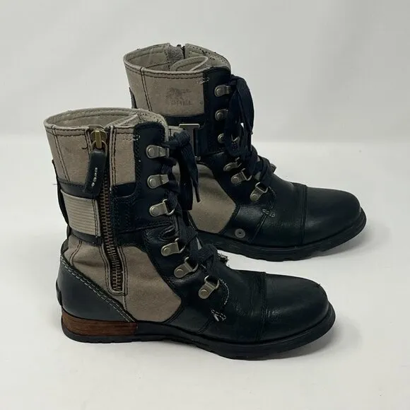 SOREL Major Carly boots black leather taupe 5.5