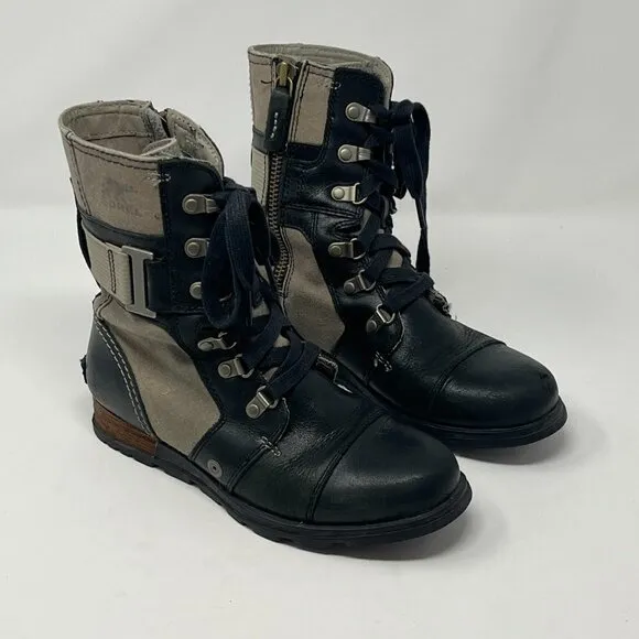 SOREL Major Carly boots black leather taupe 5.5