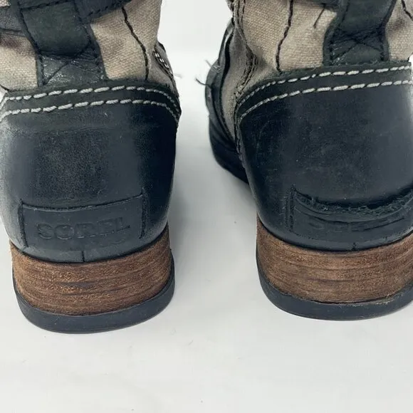 SOREL Major Carly boots black leather taupe 5.5