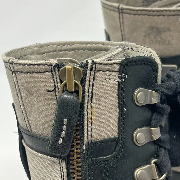 SOREL Major Carly boots black leather taupe 5.5