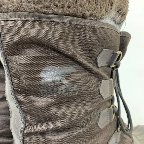 Sorel Men’s 12” Faux Fur Trim Waterproof Winter Boots Brown and Black Size 14