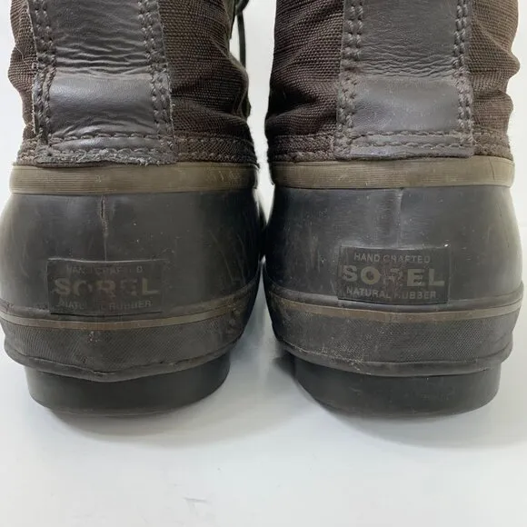 Sorel Men’s 12” Faux Fur Trim Waterproof Winter Boots Brown and Black Size 14