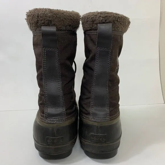 Sorel Men’s 12” Faux Fur Trim Waterproof Winter Boots Brown and Black Size 14