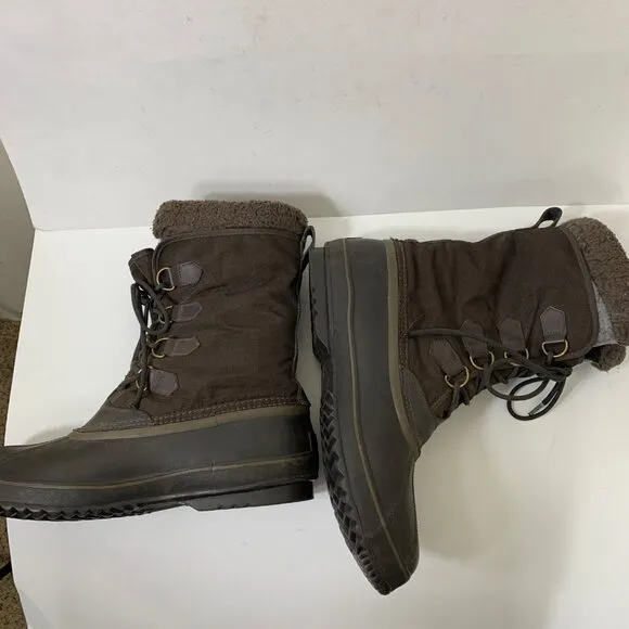 Sorel Men’s 12” Faux Fur Trim Waterproof Winter Boots Brown and Black Size 14