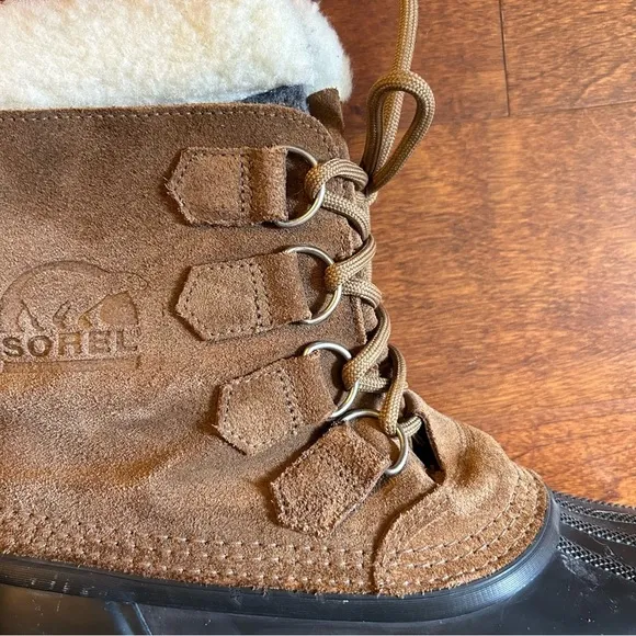 Sorel Men's &quot;Sudbury&quot; Winter Boots, Brown Suede Leather and Black Rubber, Size 7