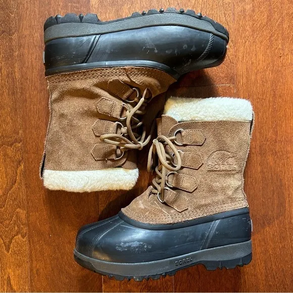 Sorel Men's &quot;Sudbury&quot; Winter Boots, Brown Suede Leather and Black Rubber, Size 7